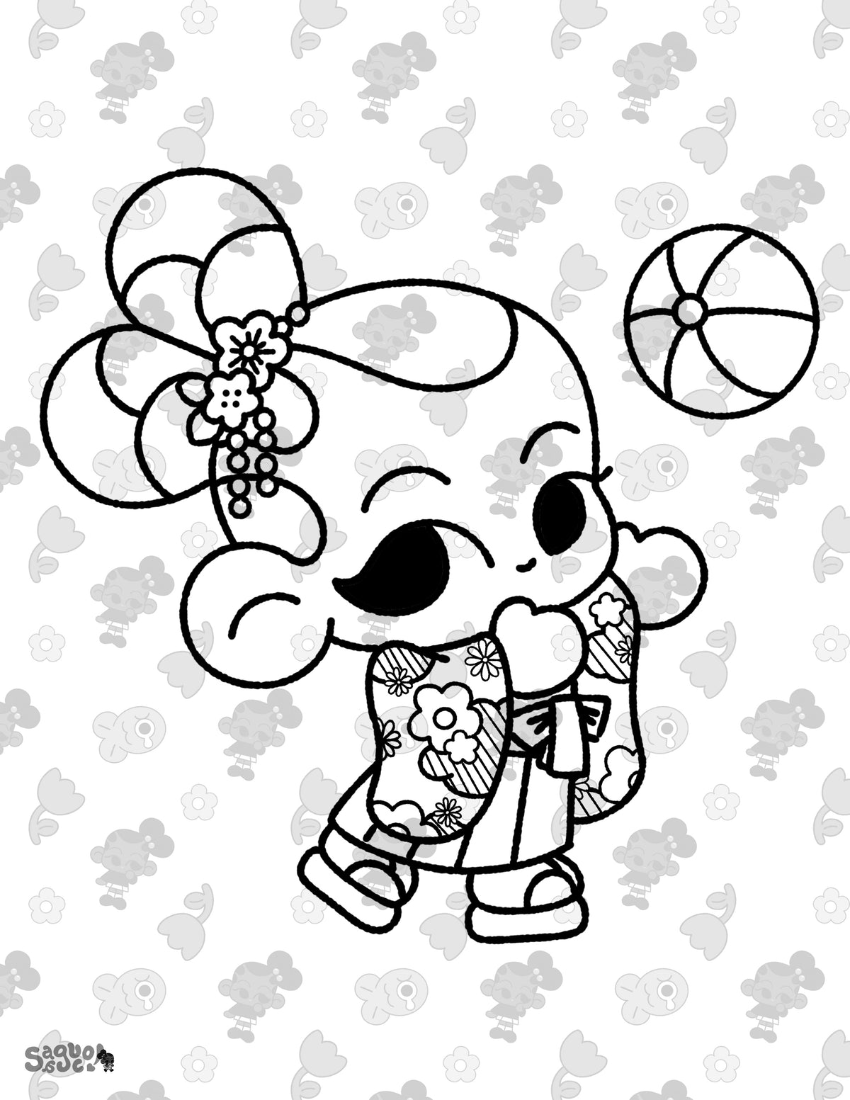 Kimono Dress Up | Cute Kawaii Style Printable Coloring Pages