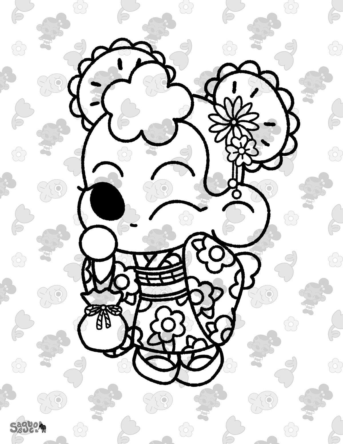 Kimono Dress Up | Cute Kawaii Style Printable Coloring Pages