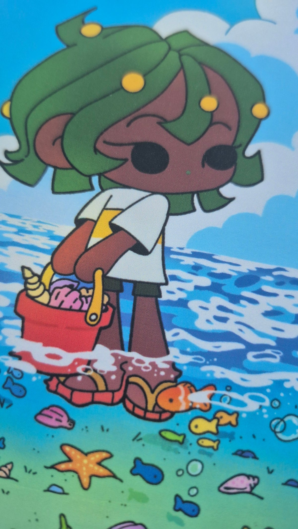 Nori At Seaside | Cute Calm Beachy Ocean Premium Postcard Illustration