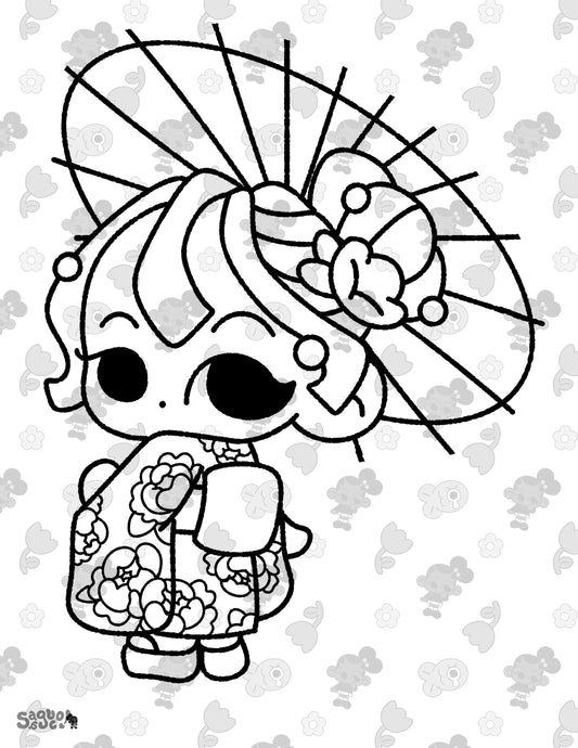 Kimono Dress Up | Cute Kawaii Style Printable Coloring Pages