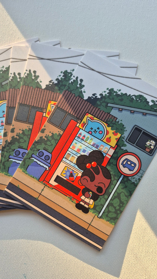 Bus Stop in Kyoto | Cute Slice of Life Postcard Illustration