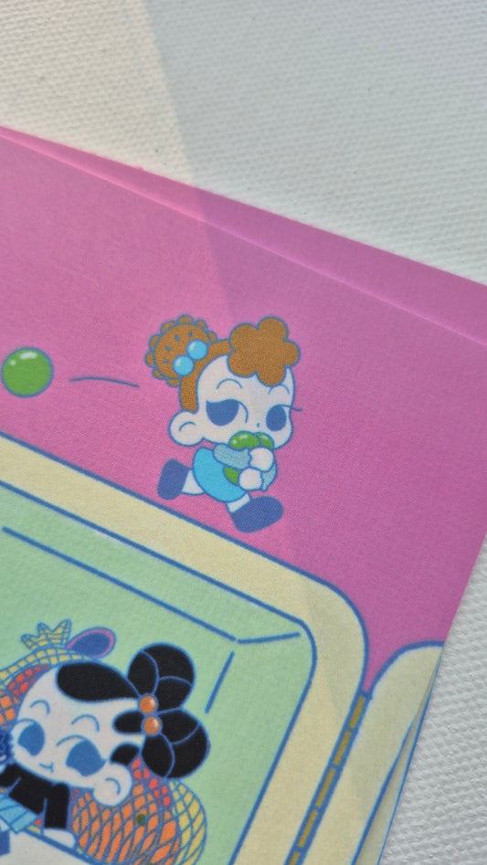 Lunch Raid | Cute Kawaii-Style Playful Food Premium Postcard Illustration