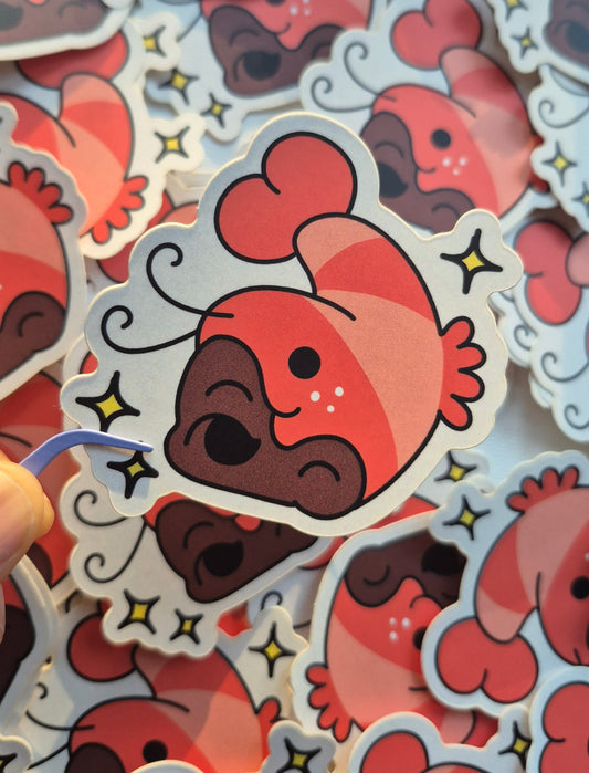 Cute and Silly Shrimp Head Die-Cut Sticker Matte Vinyl