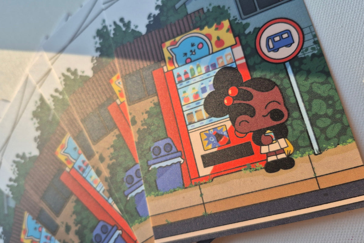 Bus Stop in Kyoto | Cute Slice of Life Postcard Illustration