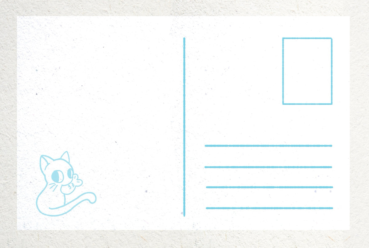 Little Helper | Cute Kawaii-Inspired Beach Ocean Cat Postcard Illustration