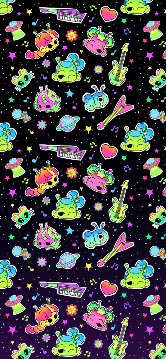 Space Stars Phone Wallpaper | iPhone & Android | Cute Alien Themed Digital Wallpaper