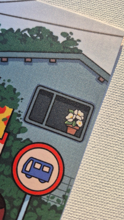 Bus Stop in Kyoto | Cute Slice of Life Postcard Illustration