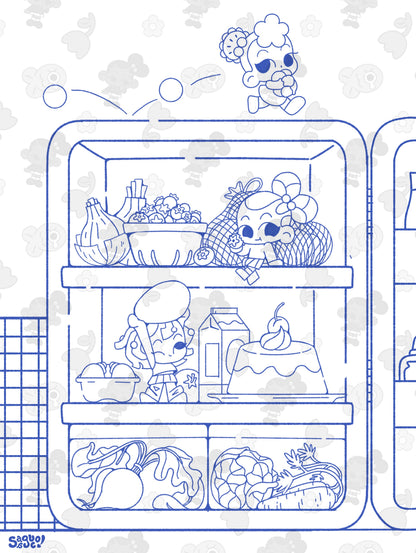 Lunch Raid | Cute Kawaii Style Printable Coloring Page