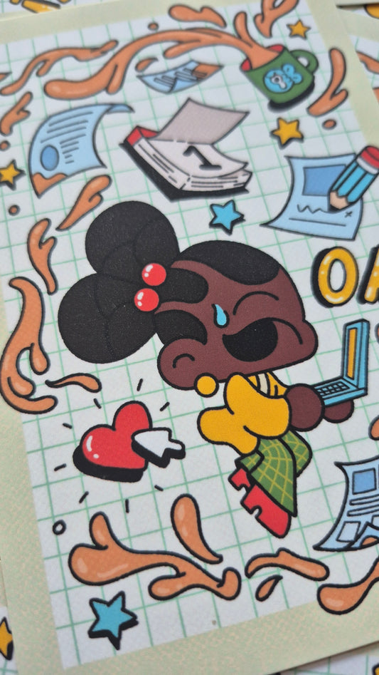 Keeping It Together| Cute Kawaii-Inspired Office Premium Postcard Illustration