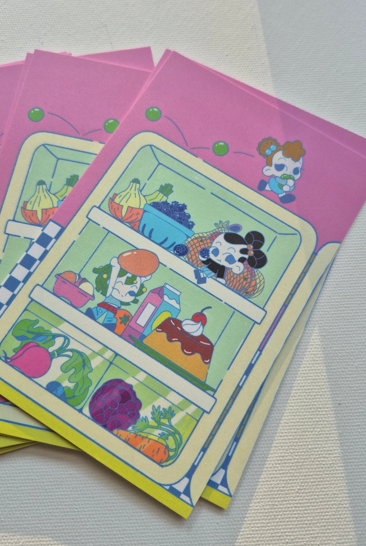 Lunch Raid | Cute Kawaii-Style Playful Food Premium Postcard Illustration