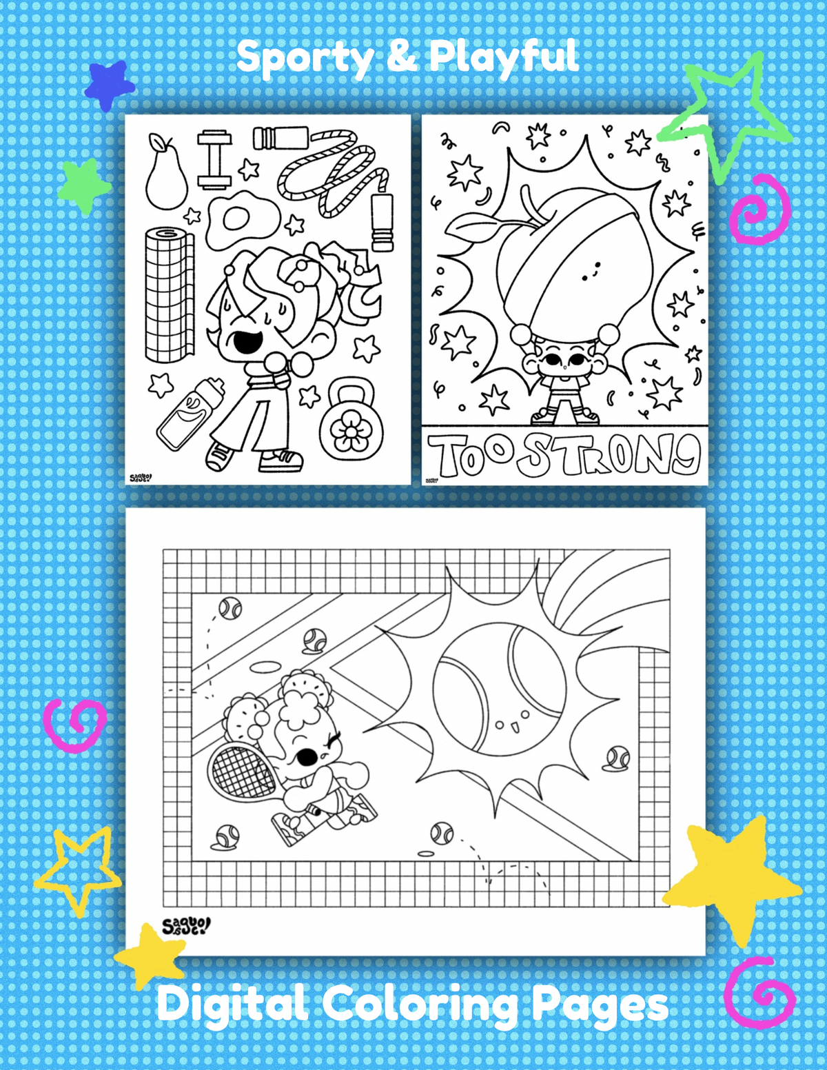 Sporty Girls | Playful Fitness Digital Coloring Pages