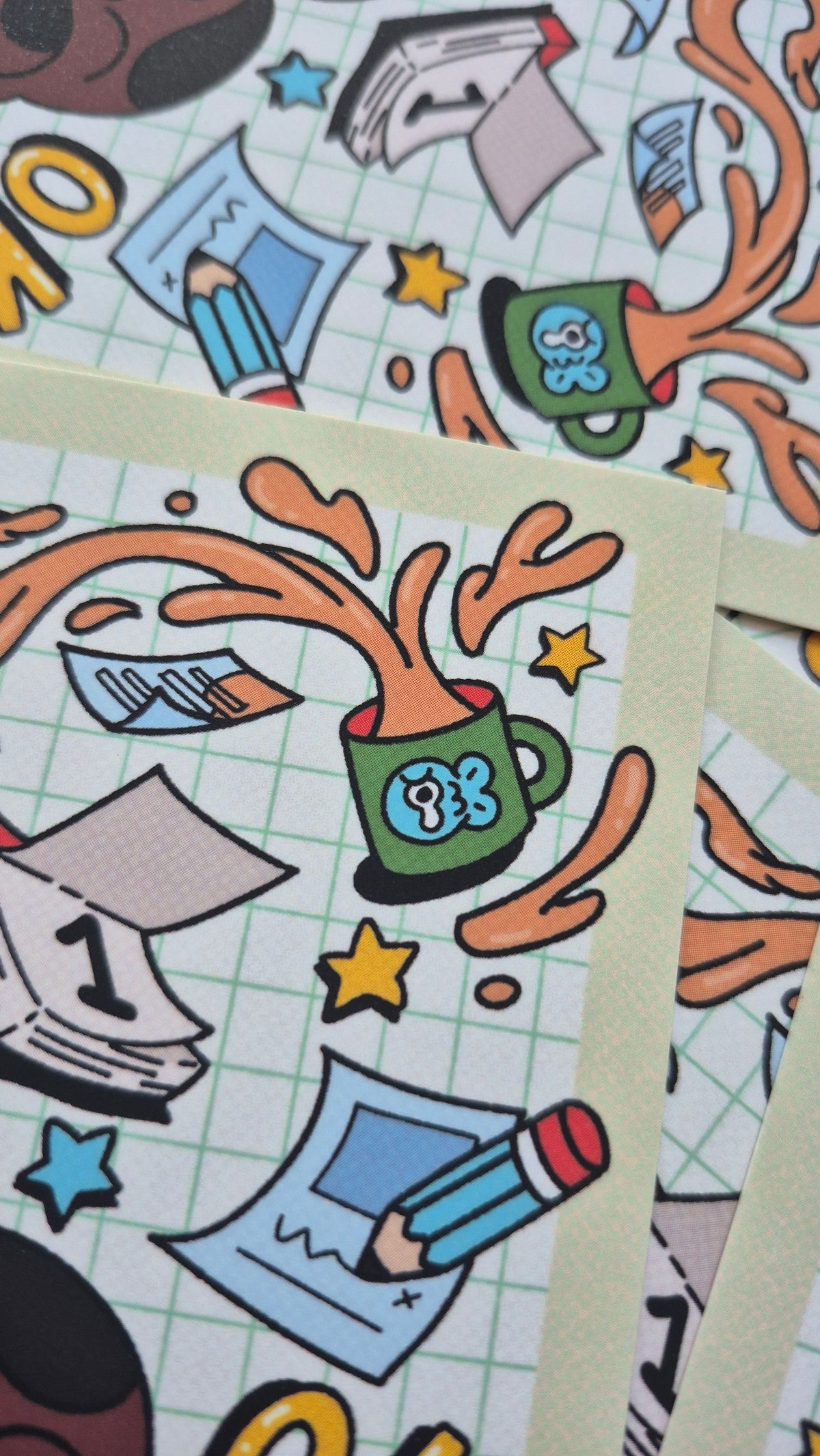 Keeping It Together| Cute Kawaii-Inspired Office Premium Postcard Illustration