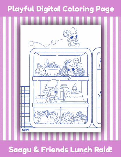 Lunch Raid | Cute Kawaii Style Printable Coloring Page