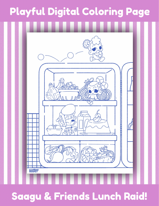 Lunch Raid | Cute Kawaii Style Printable Coloring Page