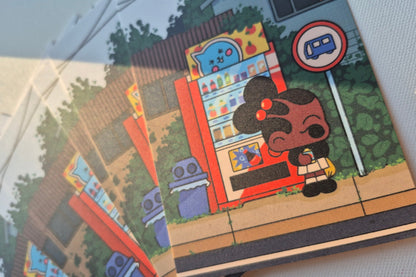 Bus Stop in Kyoto | Cute Slice of Life Postcard Illustration