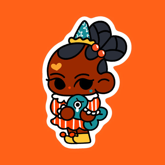 Cute Crying Fish & Clown Die Cut Matte Sticker