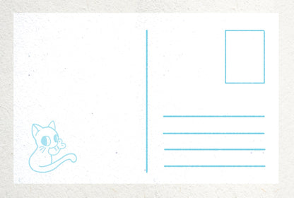 Little Helper | Cute Kawaii-Inspired Beach Ocean Cat Postcard Illustration