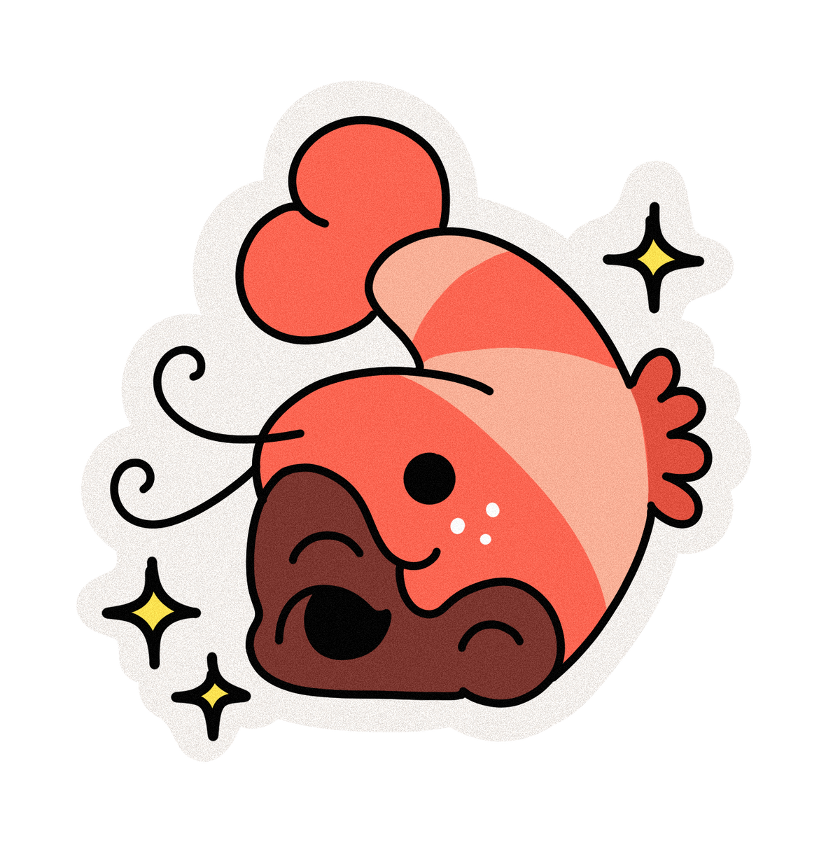 Cute and Silly Shrimp Head Die-Cut Sticker Matte Vinyl