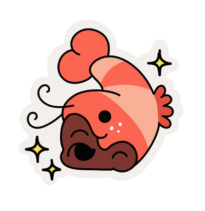 Cute and Silly Shrimp Head Die-Cut Sticker Matte Vinyl