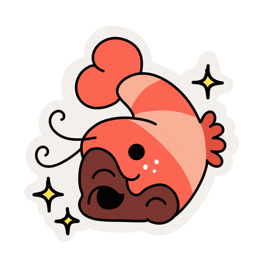 Cute and Silly Shrimp Head Die-Cut Sticker Matte Vinyl