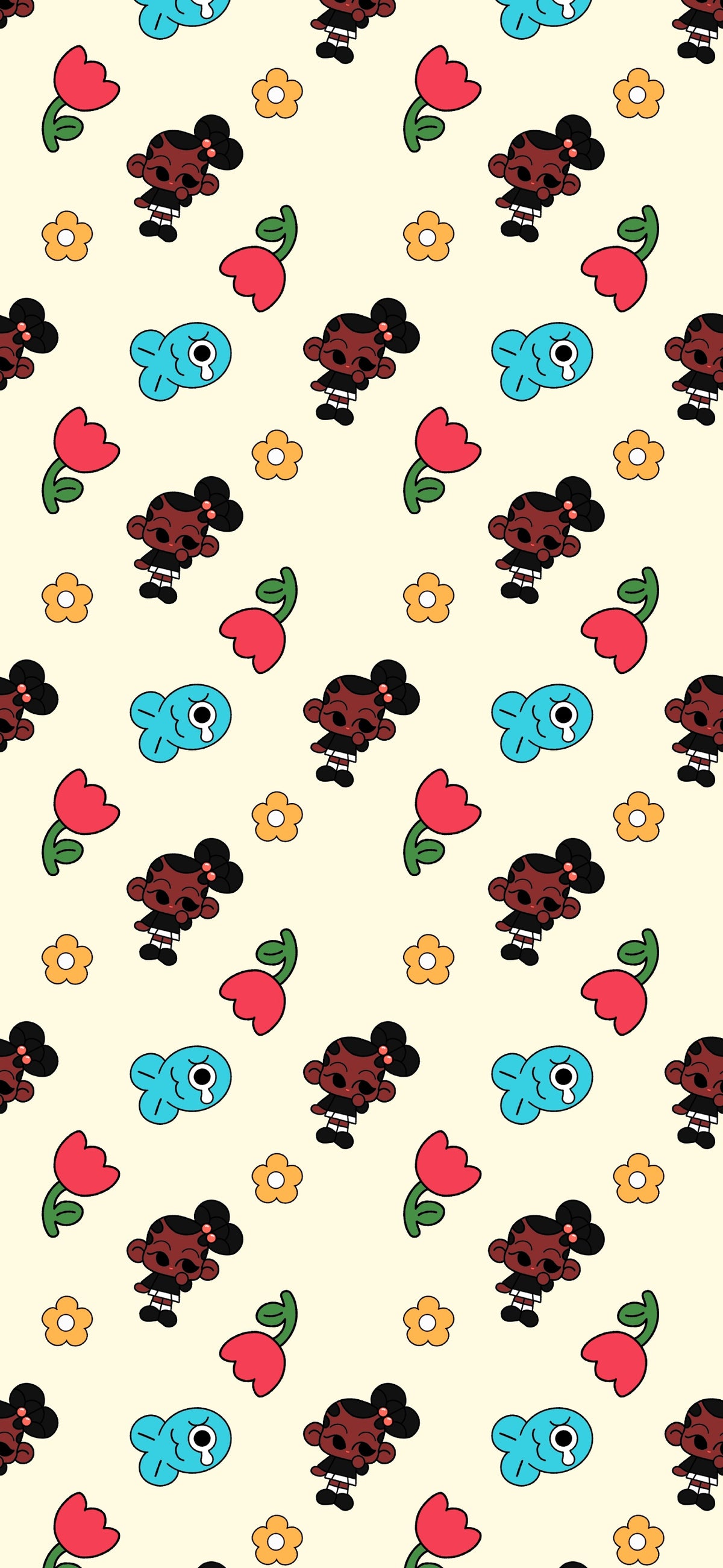 SaaguCo Pattern Phone Wallpaper | iPhone & Android | Cute Seamless Repeated Tulip Fish Pattern Digital Wallpaper