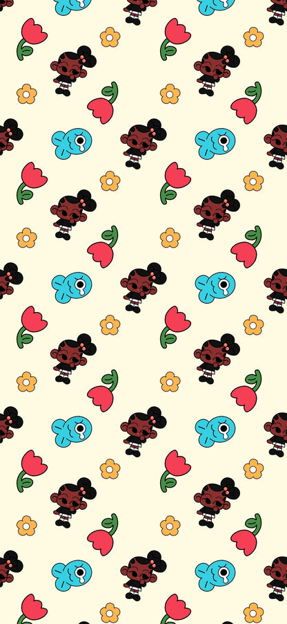 SaaguCo Pattern Phone Wallpaper | iPhone & Android | Cute Seamless Repeated Tulip Fish Pattern Digital Wallpaper
